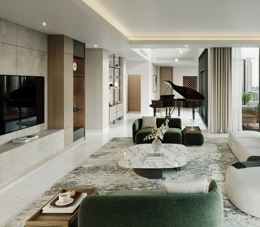 Takaya four-bedroom duplex penthouse living room