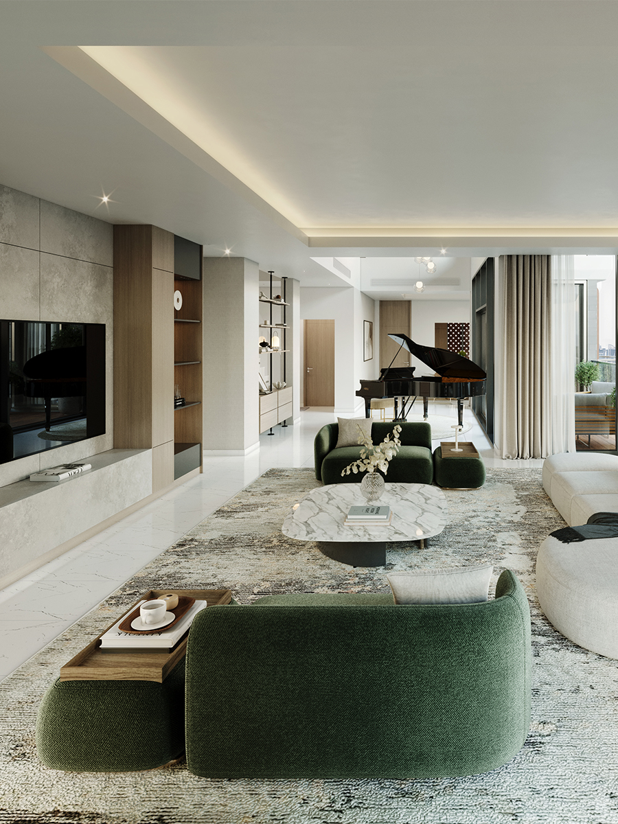 Takaya four-bedroom duplex penthouse living room