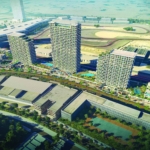 Takaya by Union Properties aerial view overlooking Dubai Autodrome
