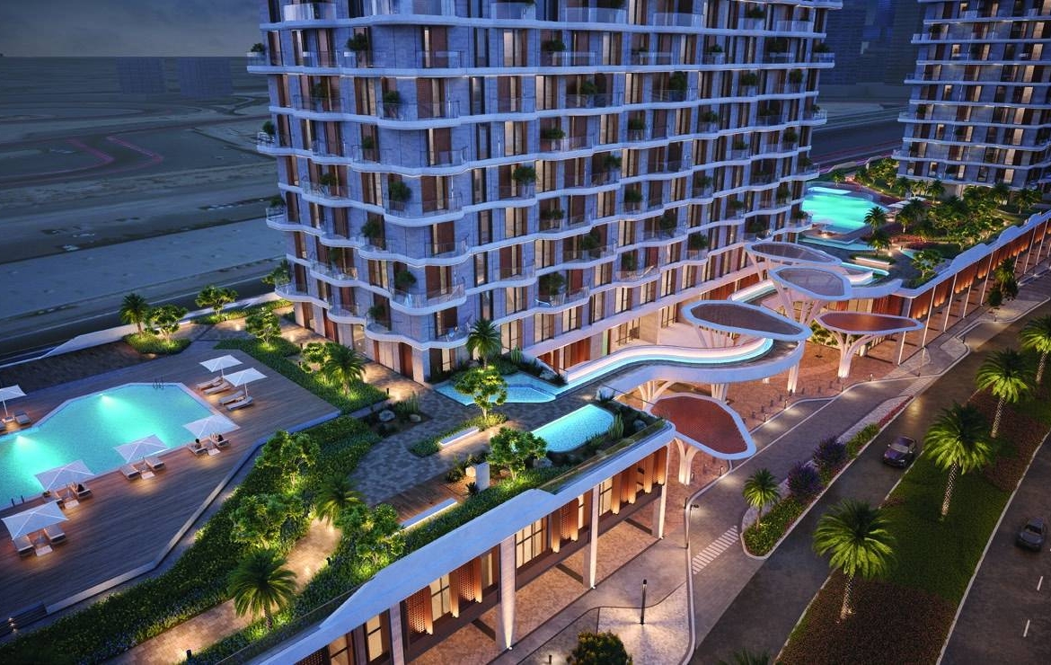 Takaya tower podium pools and landscaped amenities